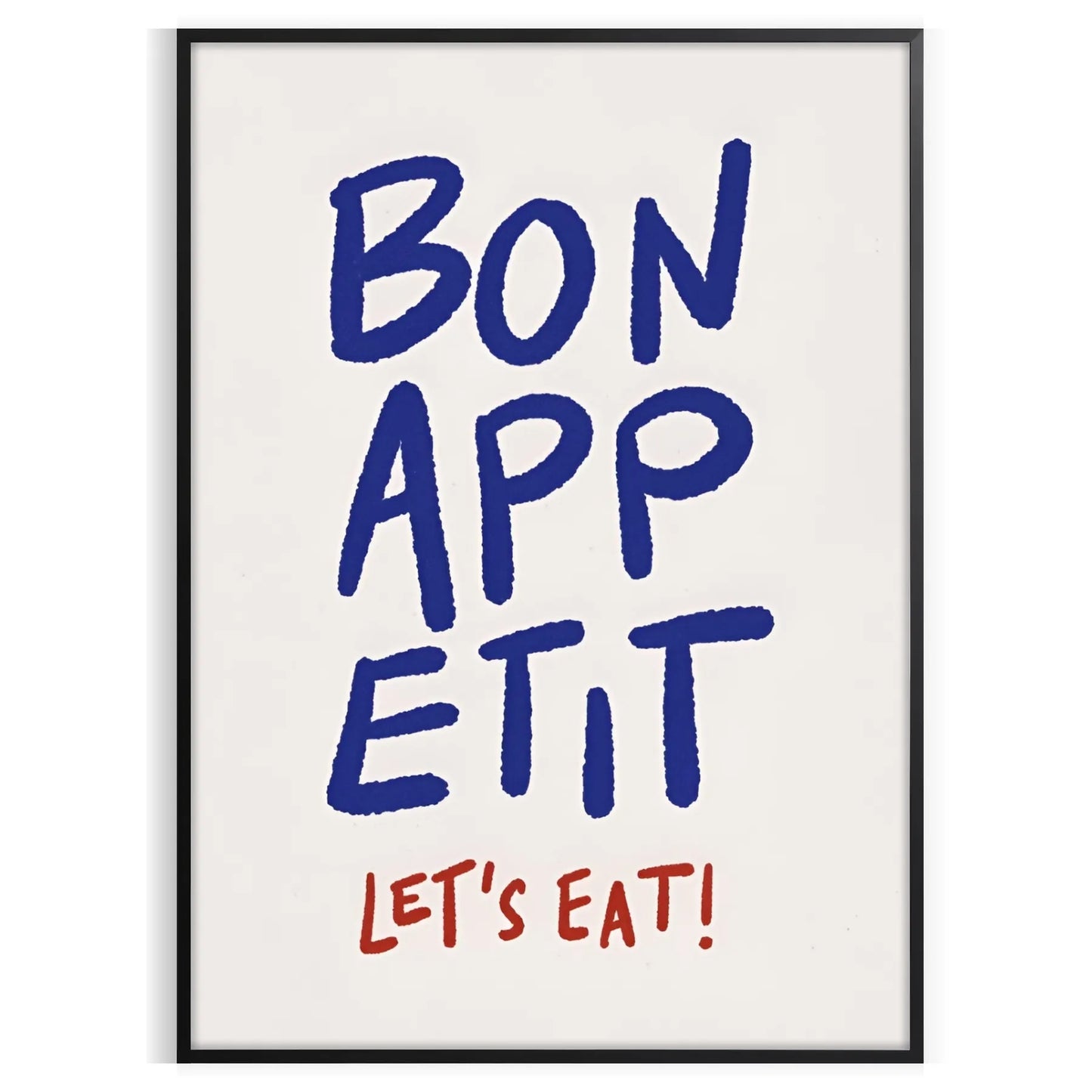 kitchen Bon Appetit Let Eat poster elegant blue gray hues captivating wall art perfect touch culinary flair space thoughtful gift preferred style unframed print