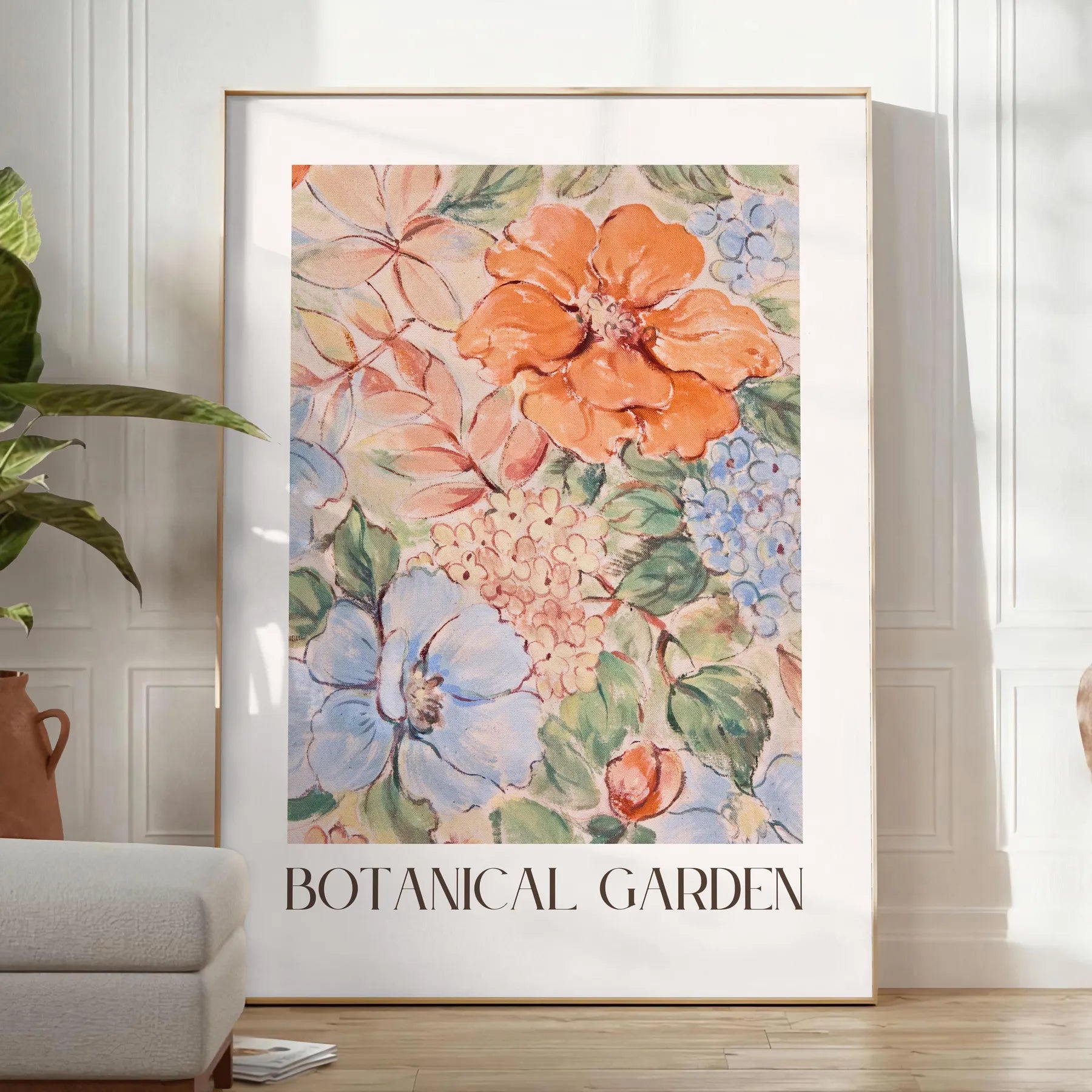 kitchen ambiance Botanical Garden Poster Prints green orange hues vibrant life walls gift stunning wall art accent artwork standalone print charm space today