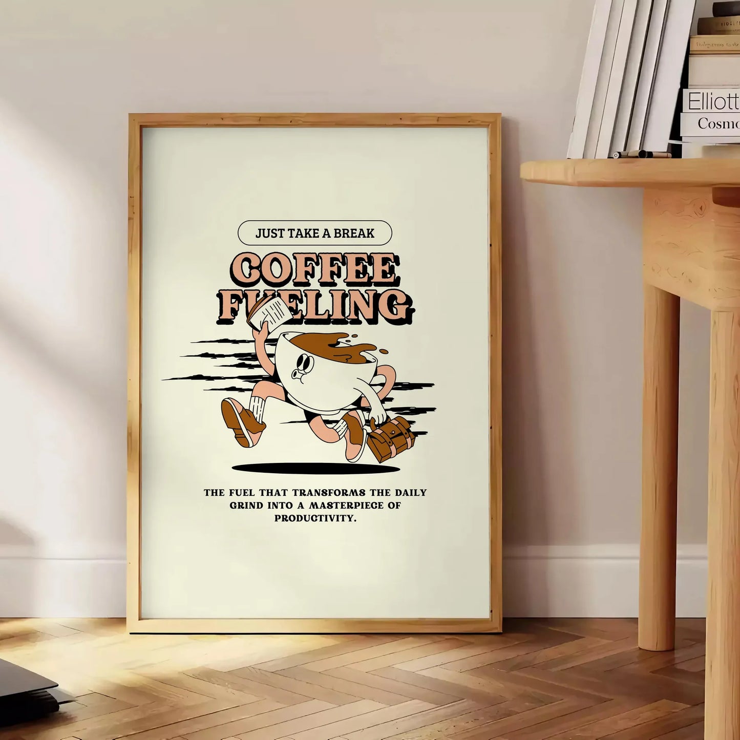 kitchen vibrant coffee poster bold black green hues wall art captivating print caffeinated charm space lovers unique gifts standalone artwork style
