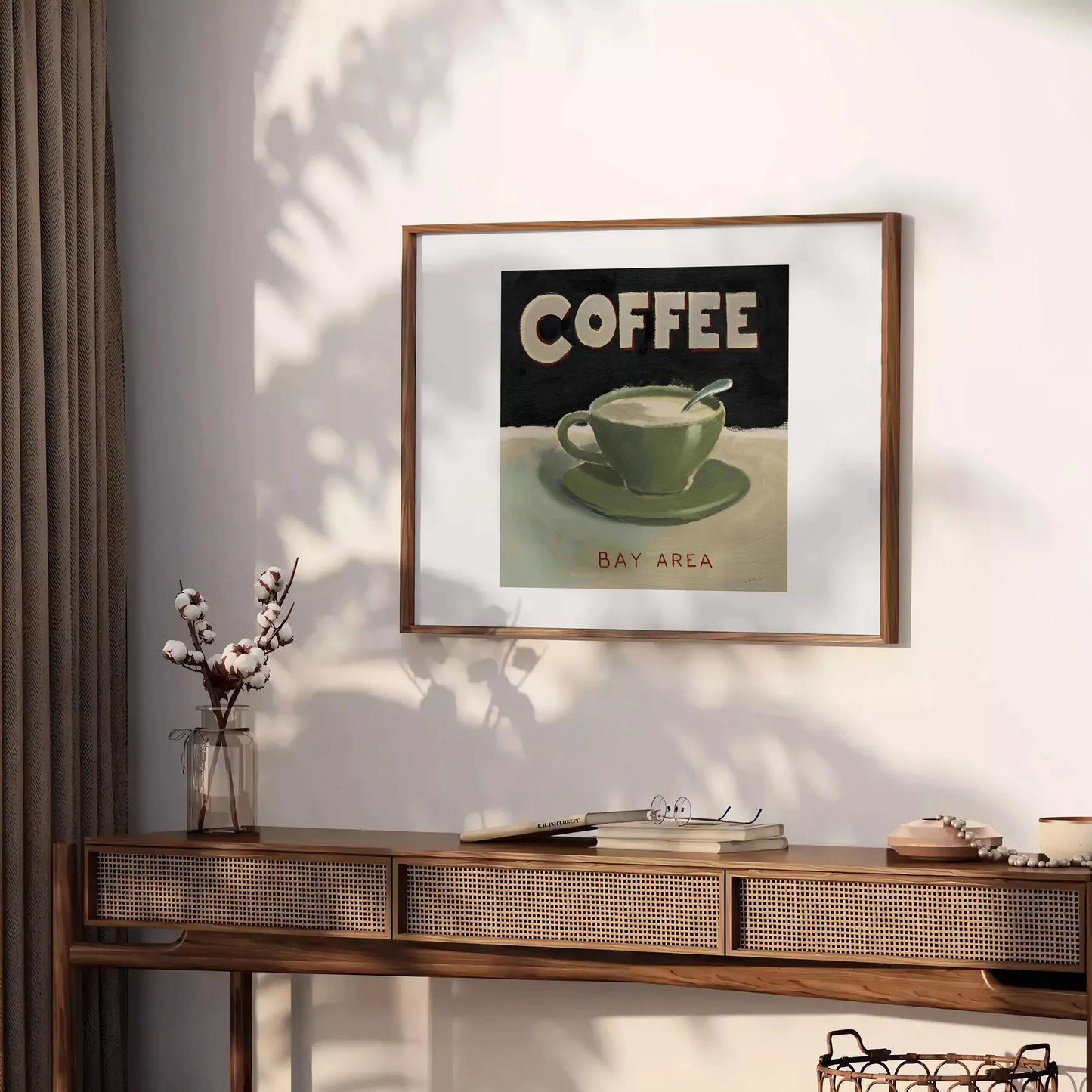 kitchen vibrant coffee poster green orange hues captivating wall art touch warmth style ideal gift lovers sizes A4 cm A0
