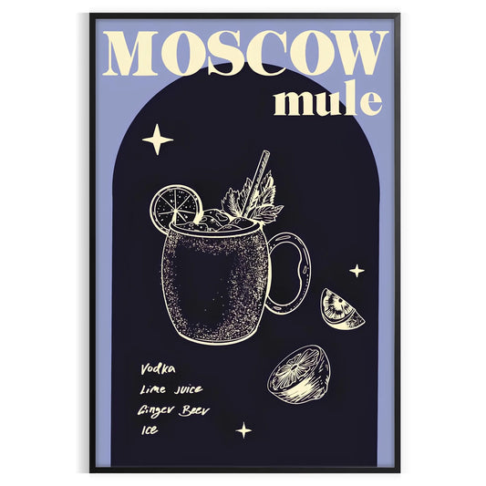 space striking Moscow Mule cocktail poster sleek black vibrant green design stylish wall art perfect enthusiasts unique gift various print sizes A4 cm A0