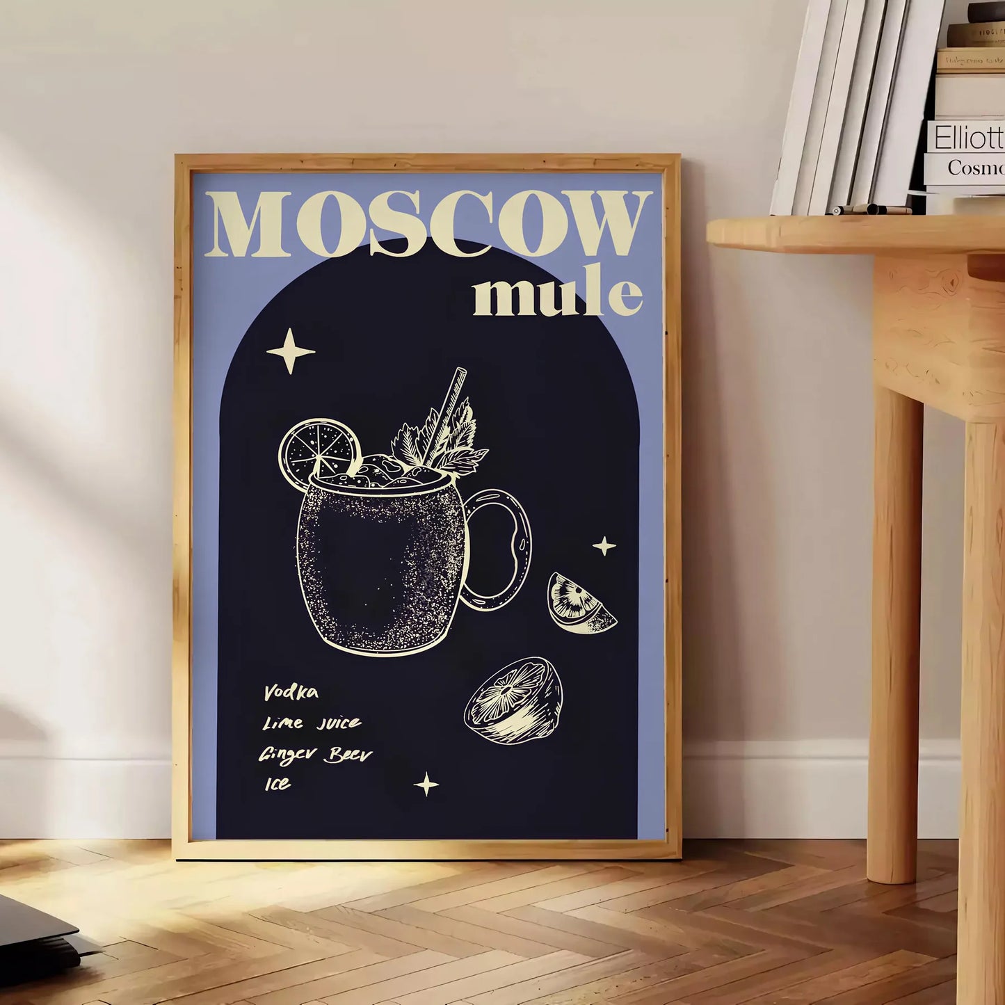 space striking Moscow Mule cocktail poster sleek black vibrant green design stylish wall art perfect enthusiasts unique gift various print sizes A4 cm A0