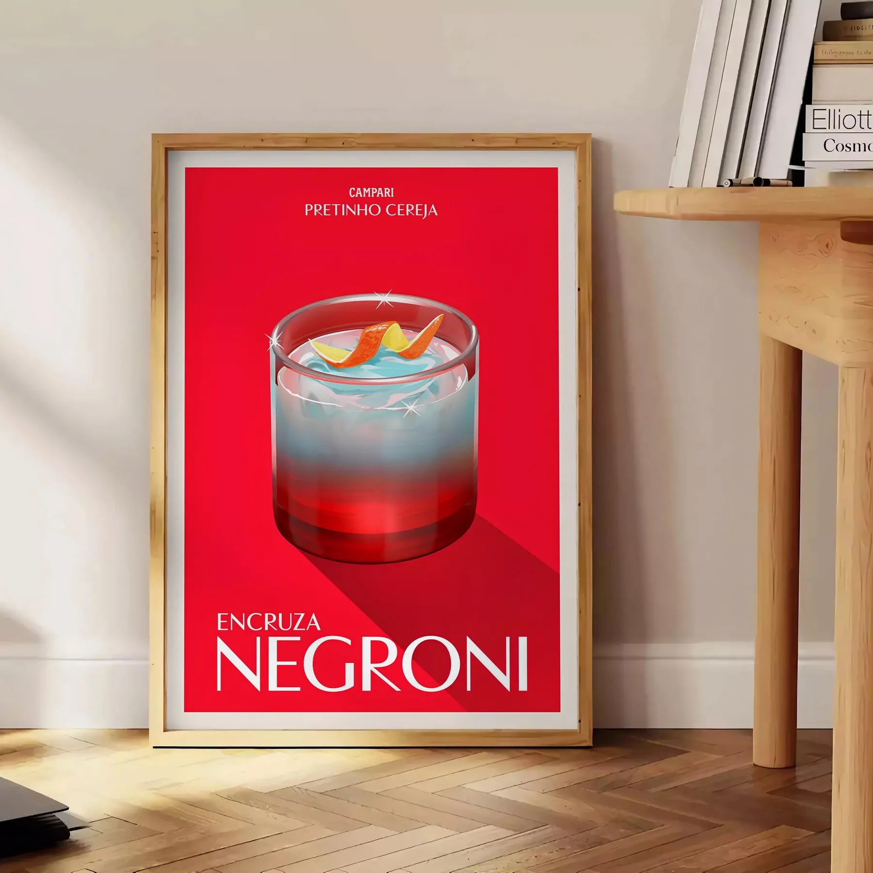 space Negroni Cocktail Art Poster vibrant brown orange hues stunning wall perfect gift enthusiasts print size decor A4 cm A0