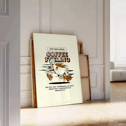 kitchen vibrant coffee poster bold black green hues wall art captivating print caffeinated charm space lovers unique gifts standalone artwork style