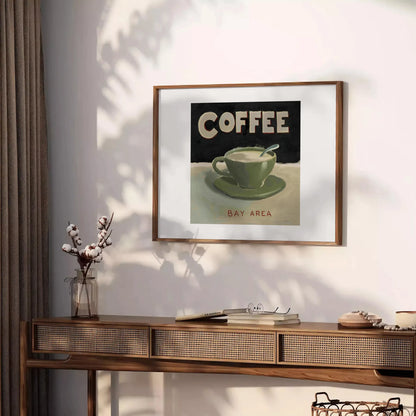 kitchen vibrant coffee poster green orange hues captivating wall art touch warmth style ideal gift lovers sizes A4 cm A0
