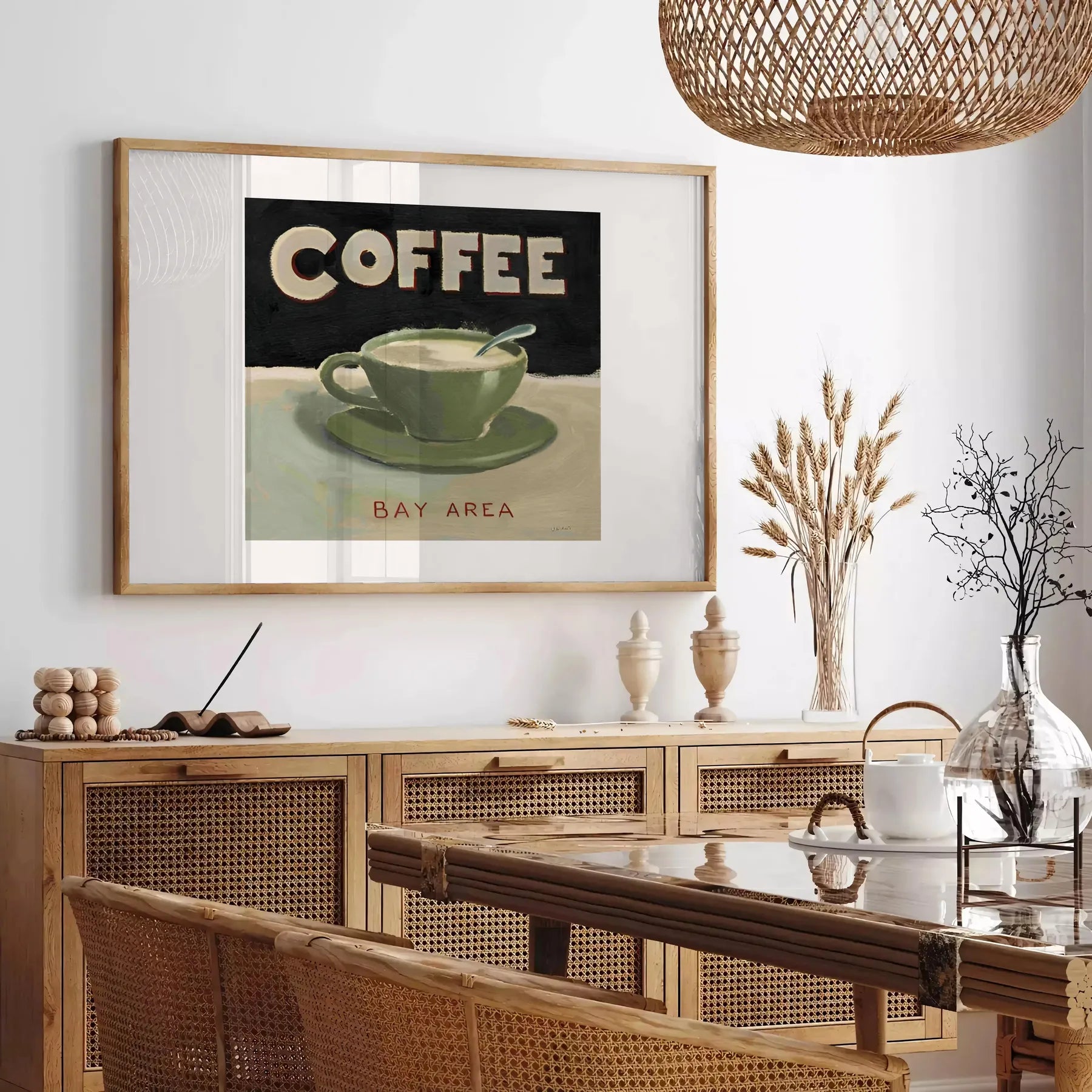 kitchen vibrant coffee poster green orange hues captivating wall art touch warmth style ideal gift lovers sizes A4 cm A0