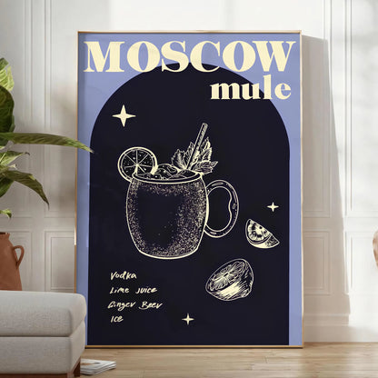 space striking Moscow Mule cocktail poster sleek black vibrant green design stylish wall art perfect enthusiasts unique gift various print sizes A4 cm A0