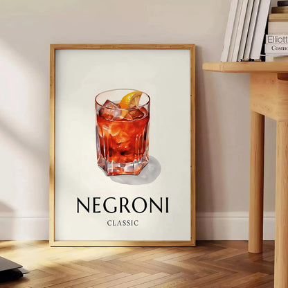 space striking Negroni Cocktail poster vibrant orange sleek black wall art lovers print ideal gift occasion decor unique artwork sizes A4 cm A0