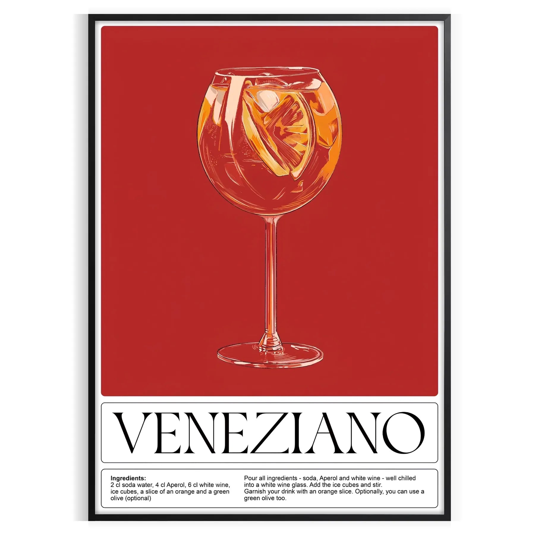 space Veneziano Cocktail poster striking black green palette wall art stylish print exceptional gift lovers various sizes A4 cm A0