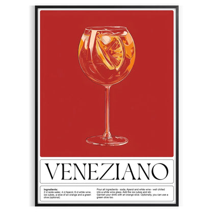 space Veneziano Cocktail poster striking black green palette wall art stylish print exceptional gift lovers various sizes A4 cm A0